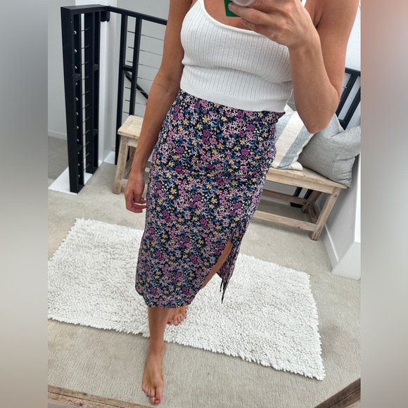 SHEIN purple floral midi high waist skirt summer beach casual event party XS - Picture 3 of 11